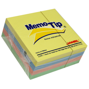 6580303196  PAPELETA JANEL MEMO TIP 54P 3X3 CUBO PASTEL C/400