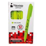 NE-084A Marcador Nextep Resaltador Tipo Pluma Color Amarillo C/12 Pzas