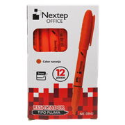 NE-084J Marcador Nextep Resaltador Tipo Pluma Color Naranja C/12 Pzas
