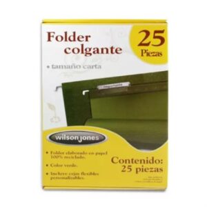 P3636 Folder Colgante Acco Wilson Jones Carta Color Verde Tradicional Caja C/25 Pzas