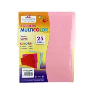 PU0004 Folder Eurocolors Multicolor Arcoíris Pastel C/25 Pzas