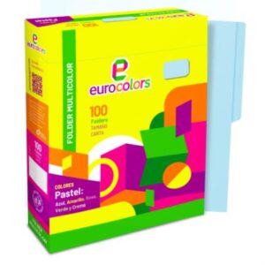 PU0032   Folder Mapasa Carta Multicolor Color Azul Pastel Pqte 100F