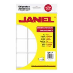 1006747100  Etiquetas Adhesivas Janel Clásicas No. 13 67x47mm Sobre C/180