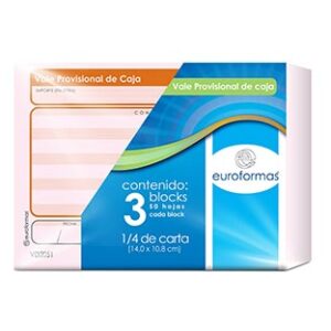 ER0100  VALE EUROFORMAS PROVISIONAL DE CAJA 1/4 C/50 C/3 BLOCKS