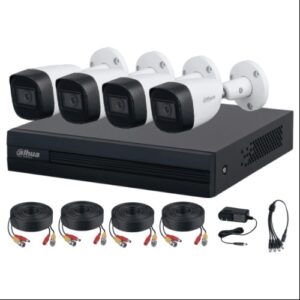 Kit de Vigilancia Dahua, DVR 4 Canales con IA, 4 Camaras Full Color 2MP Plasticas con Microfono integrado