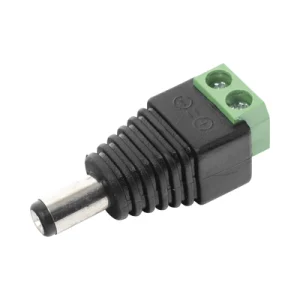 JR-52  Adaptador Macho Tipo Jack de 3.5 mm Polarizado de 12 Vcc / Terminales Tipo Tornillo / Polarizado (+/-) / Ideal para Cámaras de Video Vigilancia.