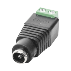 JR53 - Adaptador Hembra Tipo Jack de 3.5 mm polarizado de 12 Vcc / Terminales Tipo Tornillo / Polarizado (+/-) / Ideal para Cámaras de Video Vigilancia.