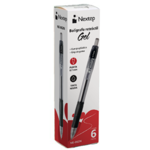 NE-062N Boligrafo Nextep Gel Retractil Mediano 0.7mm Negro c/6