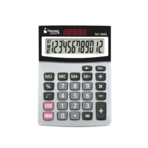 NE-188X Calculadora Nextep 12 Dígitos Cubierta Metálica Semi Escritorio Solar/Bateria