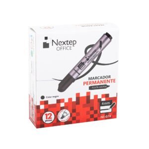 -NE-074NE Marcador Nextep Permanente Punta Gruesa Cincel 4mm Negro c/12 Pzas